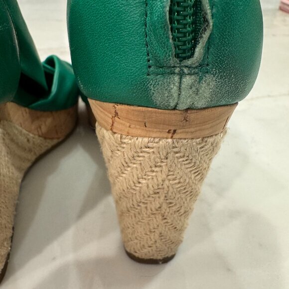 Cole Haan Nike Air Green Leather Espadrille Wedges SZ 8 - Picture 6 of 12
